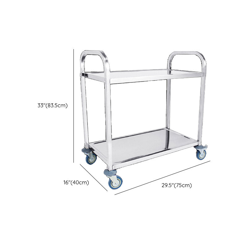 Modern Open Storage Prep Table Rectangular Metal Dining Room Kitchen Trolley