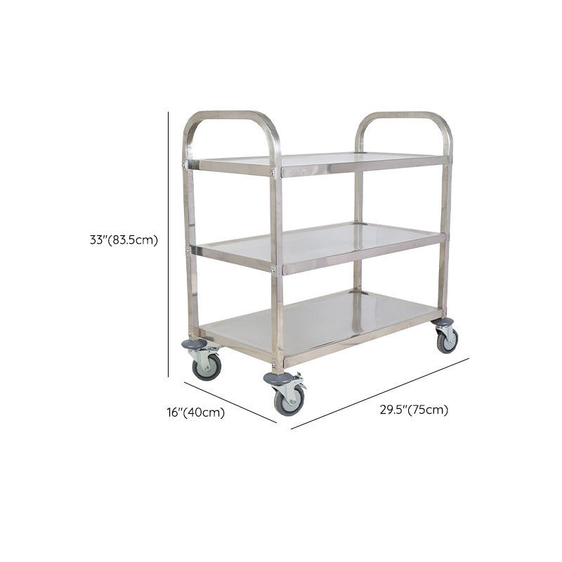Modern Open Storage Prep Table Rectangular Metal Dining Room Kitchen Trolley
