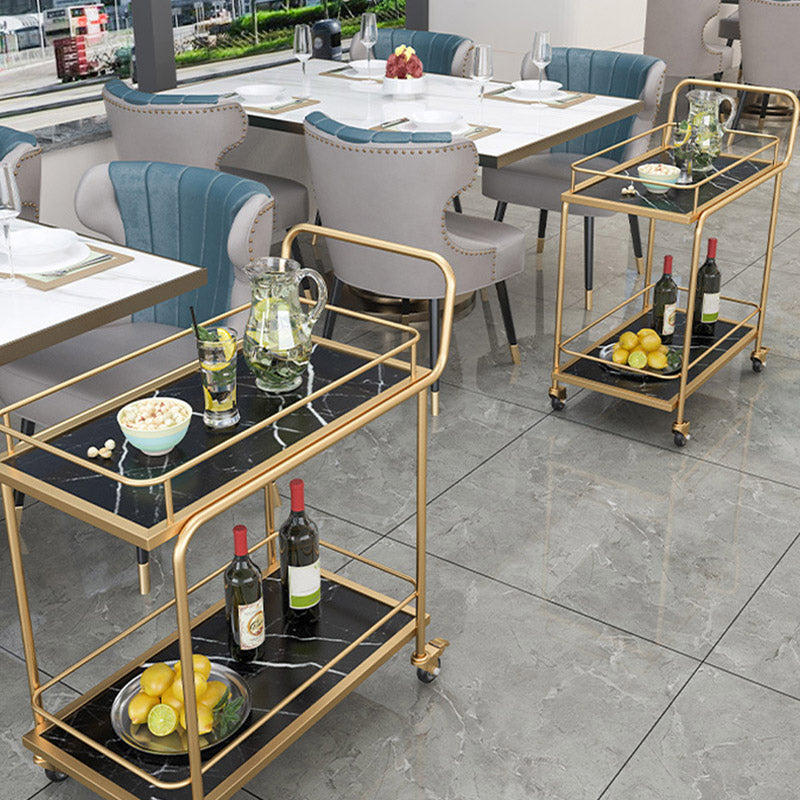 Modern Open Storage Prep Table Rectangular Dining Room Kitchen Trolley