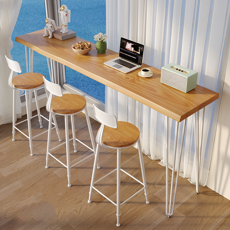 Modern Style Bistro Bar Table Rectangle Wood Metal Base Bar Table for Home