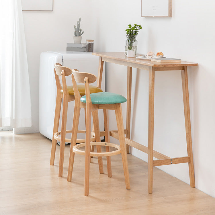 Contemporary Rectangle Bar Table Solid Wood Counter Height Bar Dining Table