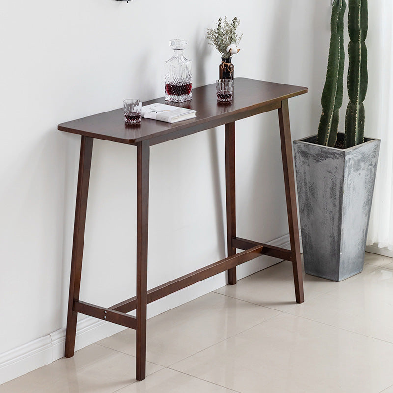 Modern Rectangle Fixed Bar Table Solid Wood Counter Height Bar Dining Table