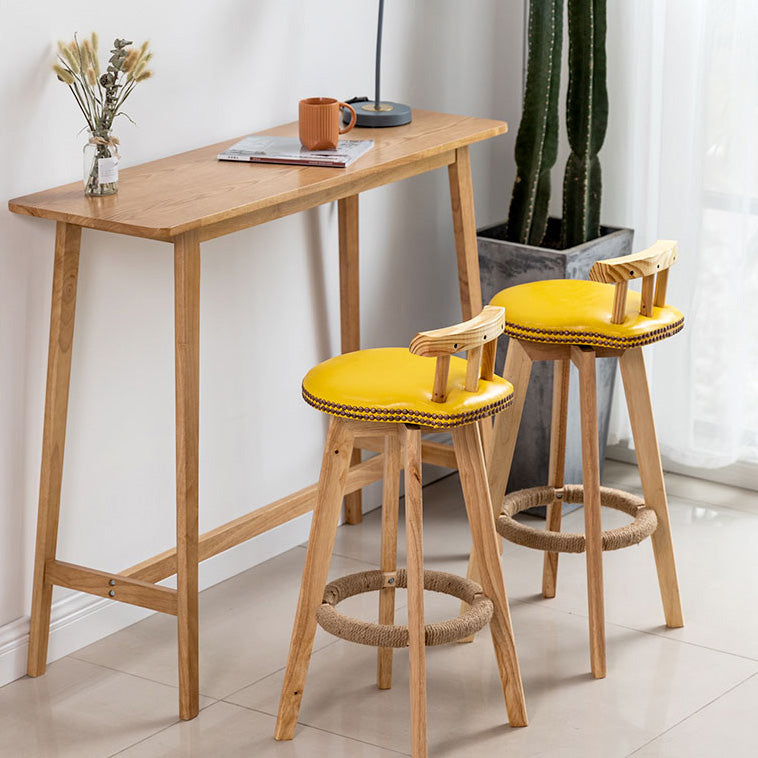 Modern Rectangle Fixed Bar Table Solid Wood Counter Height Bar Dining Table