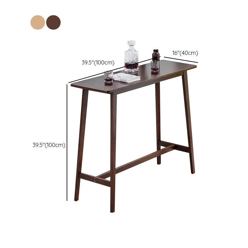 Modern Rectangle Fixed Bar Table Solid Wood Counter Height Bar Dining Table