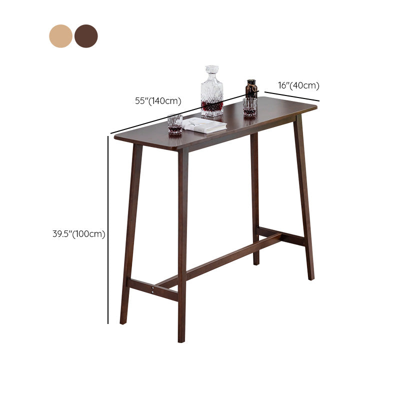 Modern Rectangle Fixed Bar Table Solid Wood Counter Height Bar Dining Table