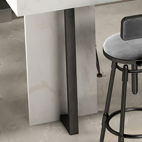 Rectangle Faux Marble Top Bar Table Industrial Counter Height Table with Double Pedestal