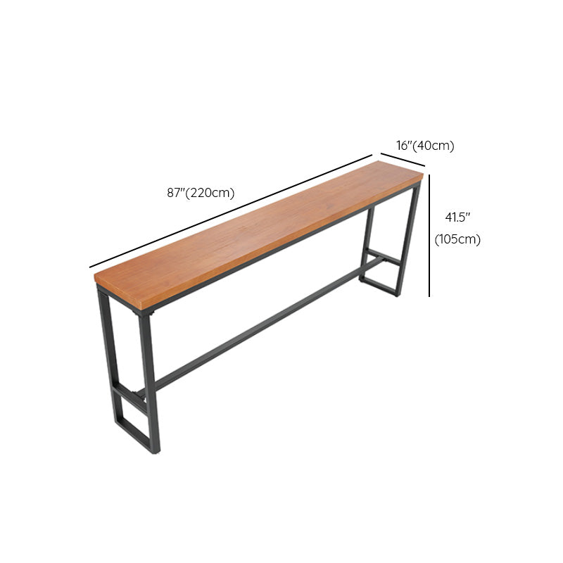 Industrial Rectangle Bar Dining Table Metal and Solid Wood  Bar Height Table