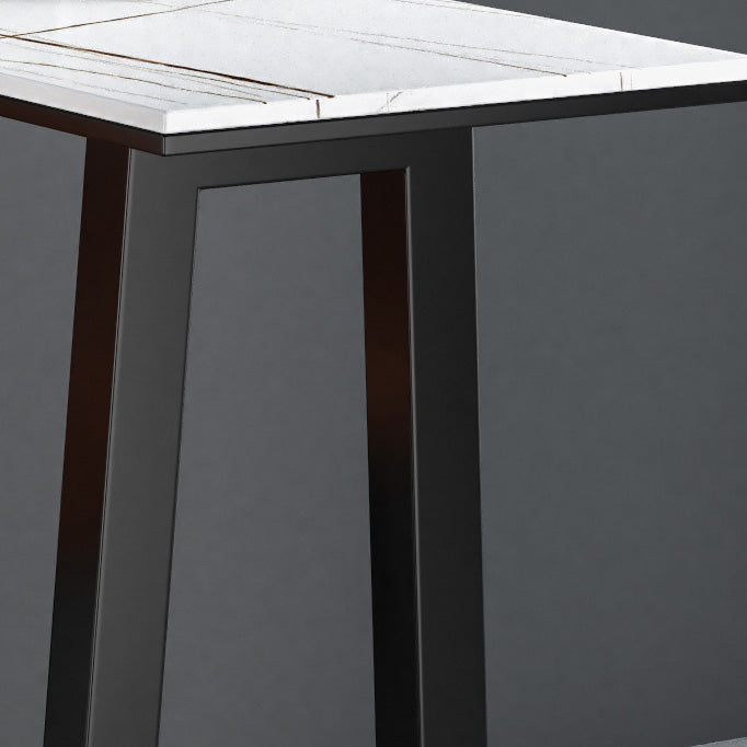 Rectangle Stone Black Metal Bar Height Table Industrial Double Pedestal Bar Table