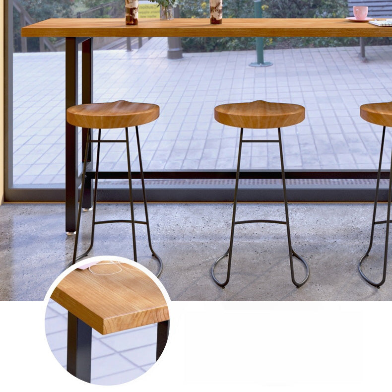 Black Metal Trestle Base Bar Table Industrial Rectangle Bar Height Table