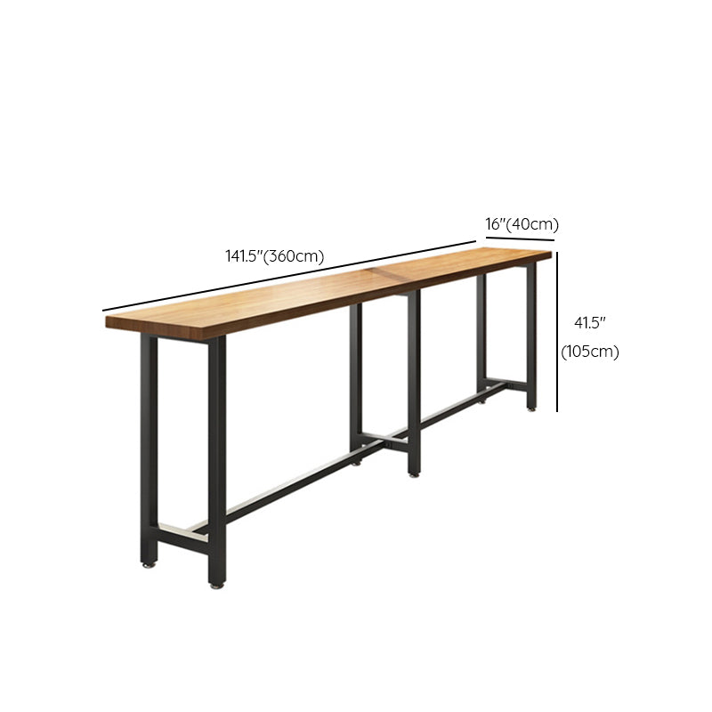 Black Metal Trestle Base Bar Table Industrial Rectangle Bar Height Table