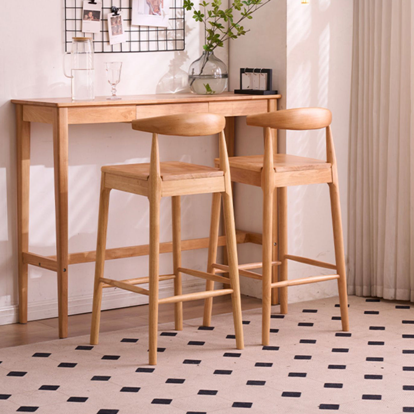 Contemporary Rectangle Bar Table Wood Bar Dining Table for Living Room