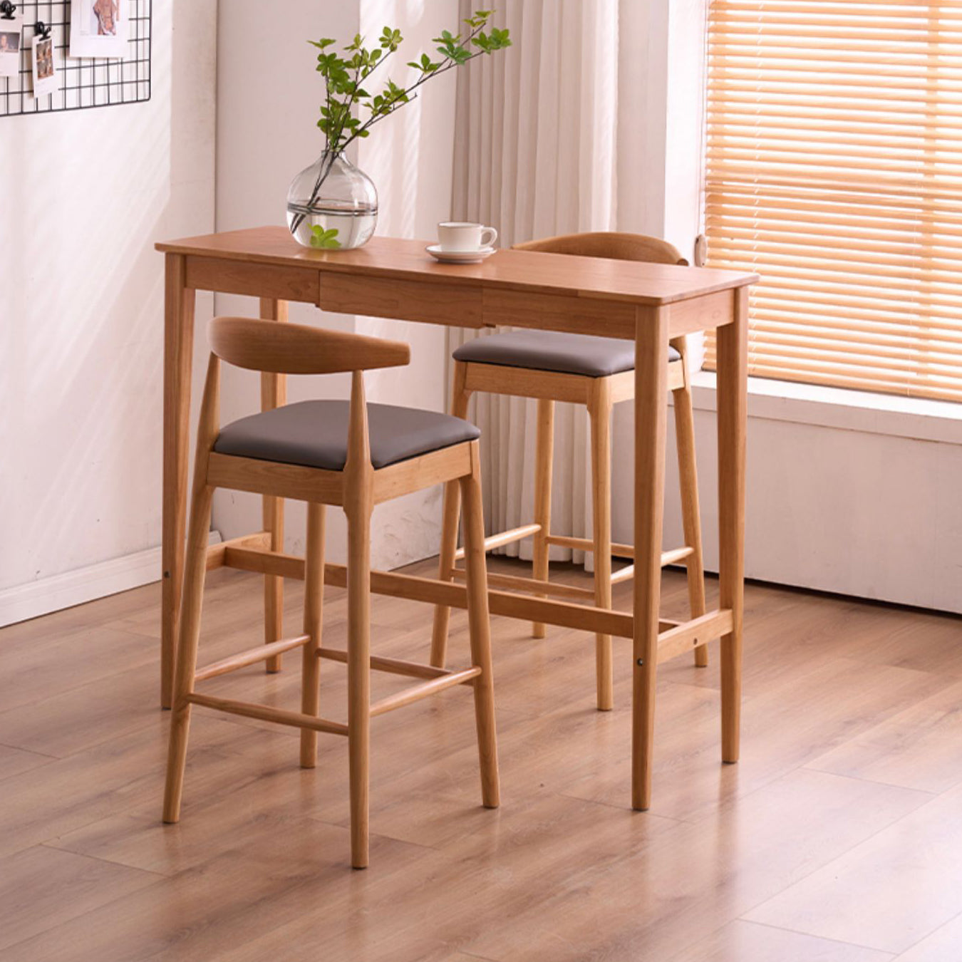 Contemporary Rectangle Bar Table Wood Bar Dining Table for Living Room