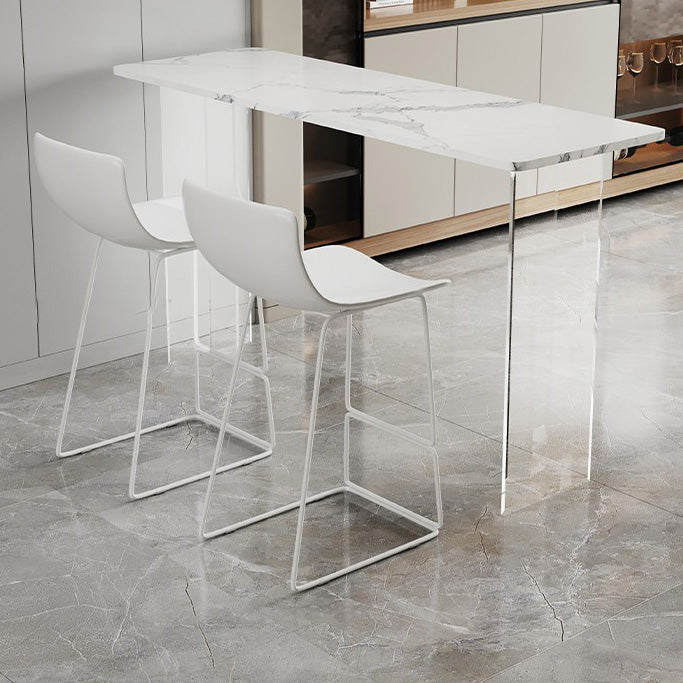 Modern Double Pedestal Bar Dining Table Stone and Acrylic Bar Table