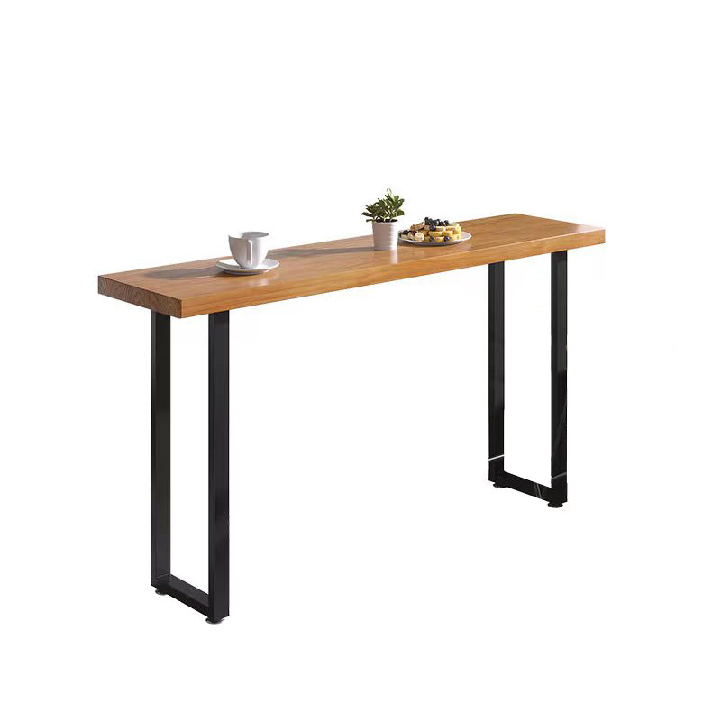 Industrial Style Bar Table Rectangle Solid Wood Fixed Bistro Bar Desk for Indoor