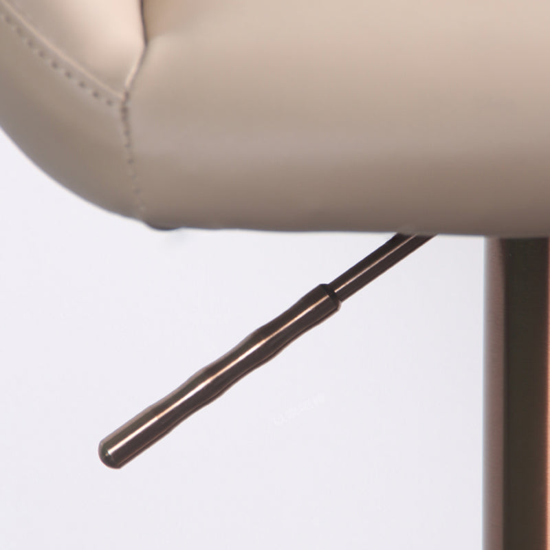 Glam Style Counter Stool Leather Adjustable Height Bar Stool with Metal Base