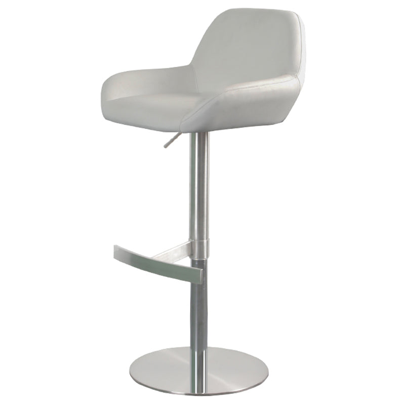 Glam Style Counter Stool Leather Adjustable Height Bar Stool with Metal Base