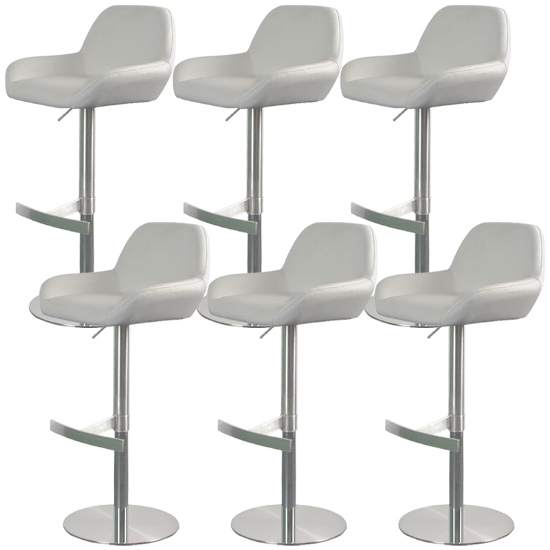 Glam Style Counter Stool Leather Adjustable Height Bar Stool with Metal Base