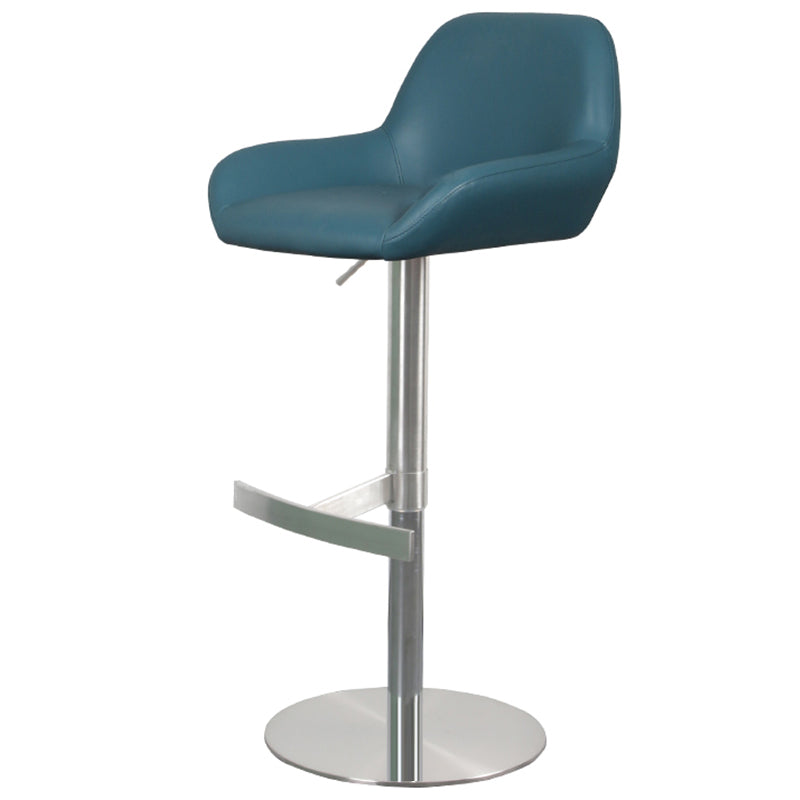 Glam Style Counter Stool Leather Adjustable Height Bar Stool with Metal Base