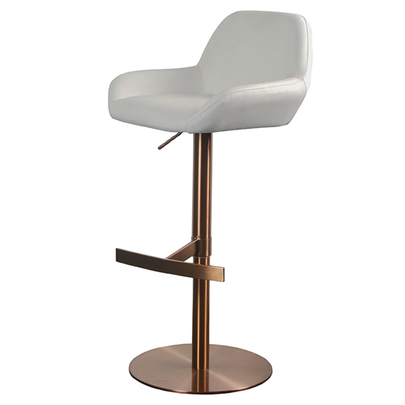 Glam Style Counter Stool Leather Adjustable Height Bar Stool with Metal Base