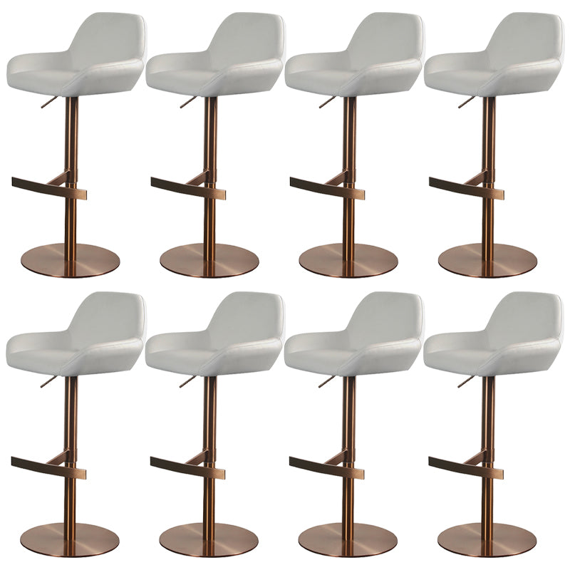 Glam Style Counter Stool Leather Adjustable Height Bar Stool with Metal Base