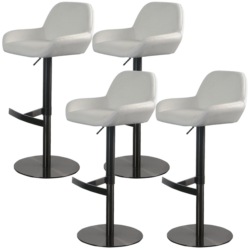 Glam Style Counter Stool Leather Adjustable Height Bar Stool with Metal Base