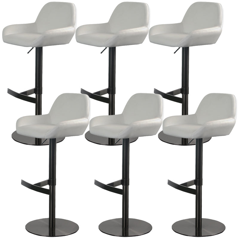 Glam Style Counter Stool Leather Adjustable Height Bar Stool with Metal Base