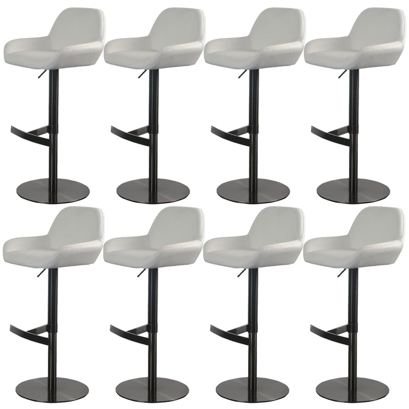 Glam Style Counter Stool Leather Adjustable Height Bar Stool with Metal Base