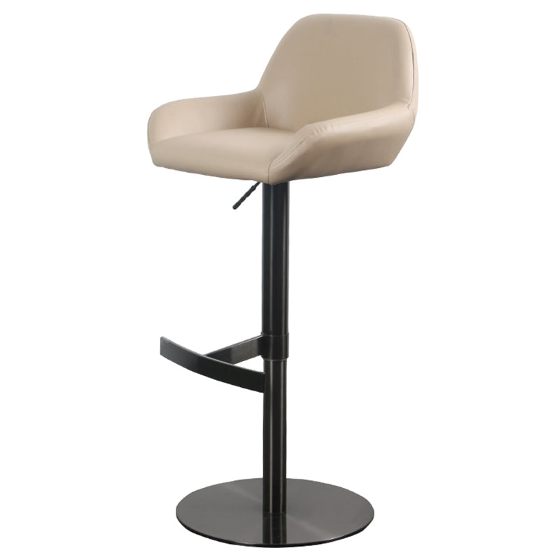 Glam Style Counter Stool Leather Adjustable Height Bar Stool with Metal Base