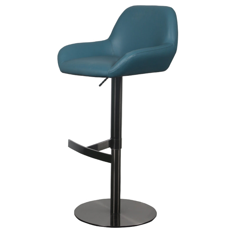 Glam Style Counter Stool Leather Adjustable Height Bar Stool with Metal Base