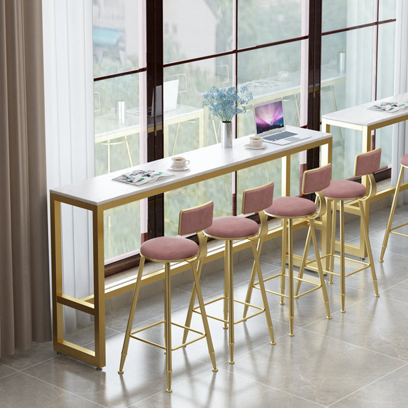 Metal Low Back Dining Stools Armless Bar Stools with Footrest