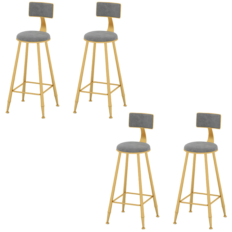 Metal Low Back Dining Stools Armless Bar Stools with Footrest