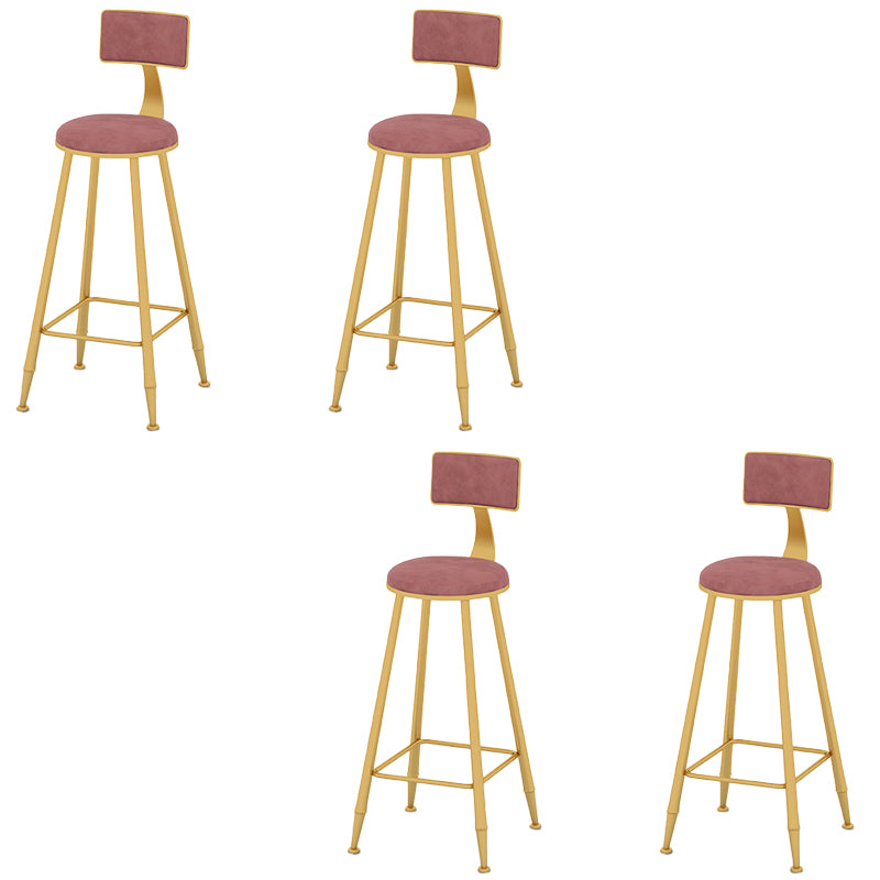 Metal Low Back Dining Stools Armless Bar Stools with Footrest