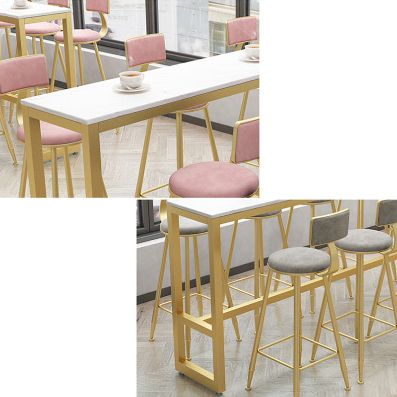 Metal Low Back Dining Stools Armless Bar Stools with Footrest