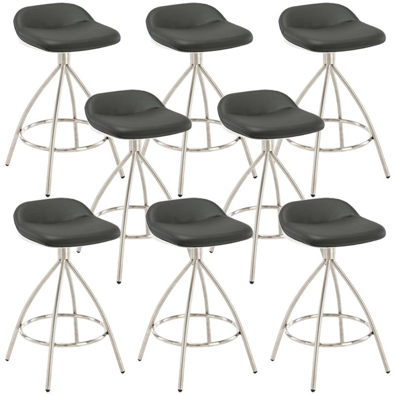 Contemporary Style Faux Leather Barstool Low Back Counter Bar Stool for Home