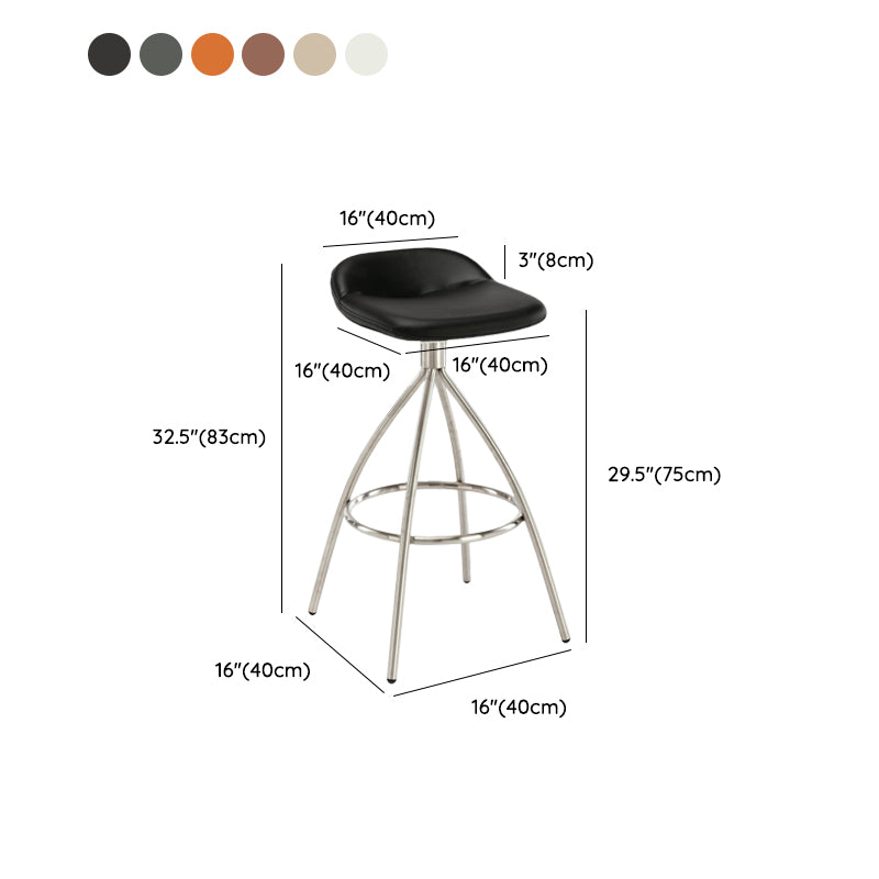 Contemporary Style Faux Leather Barstool Low Back Counter Bar Stool for Home