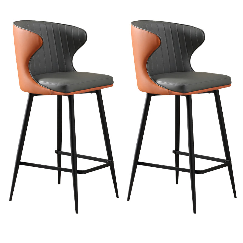 Modern Style Faux Leather Barstool Low Back Counter Bar Stool for Kitchen