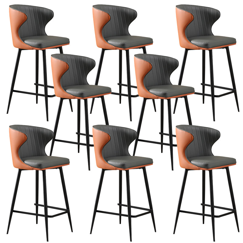 Modern Style Faux Leather Barstool Low Back Counter Bar Stool for Kitchen