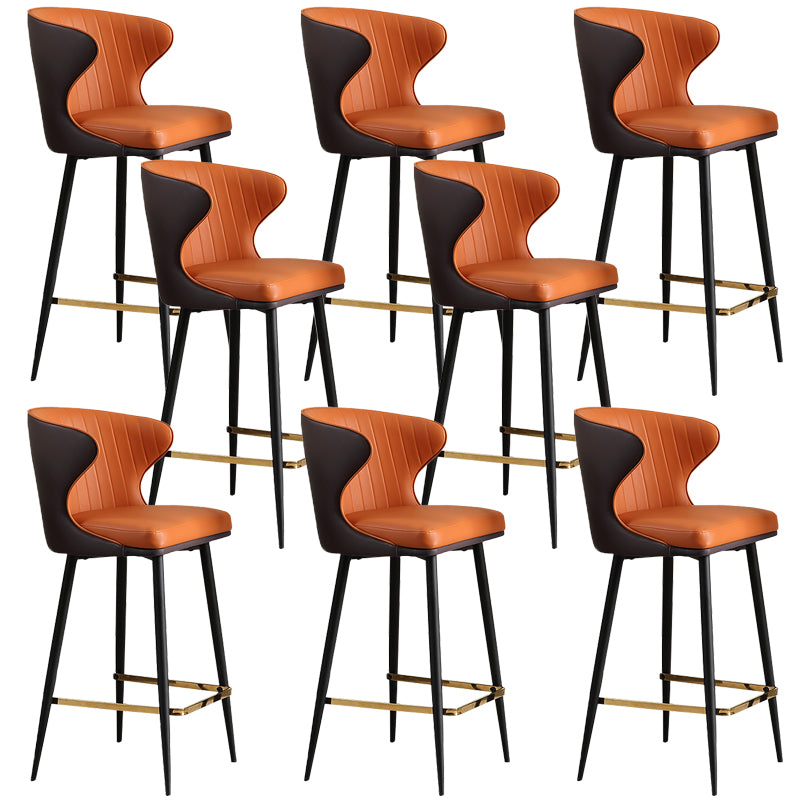 Modern Style Faux Leather Barstool Low Back Counter Bar Stool for Kitchen