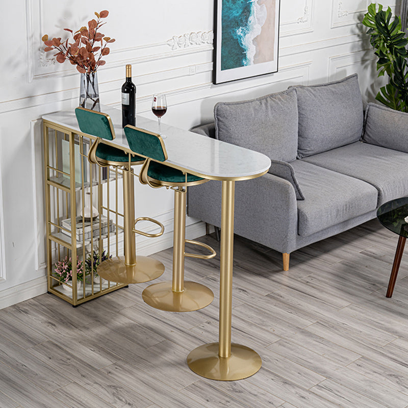 Glam Round Dining Stools Adjustable Height Bar Stools with Metal Base