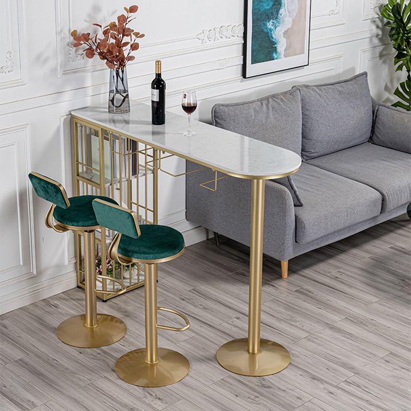 Glam Round Dining Stools Adjustable Height Bar Stools with Metal Base