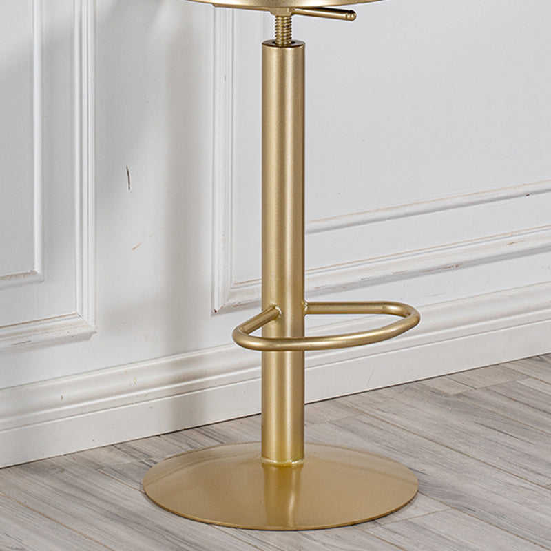 Glam Round Dining Stools Adjustable Height Bar Stools with Metal Base