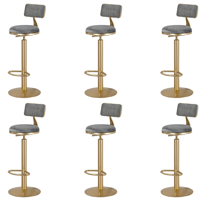 Glam Round Dining Stools Adjustable Height Bar Stools with Metal Base