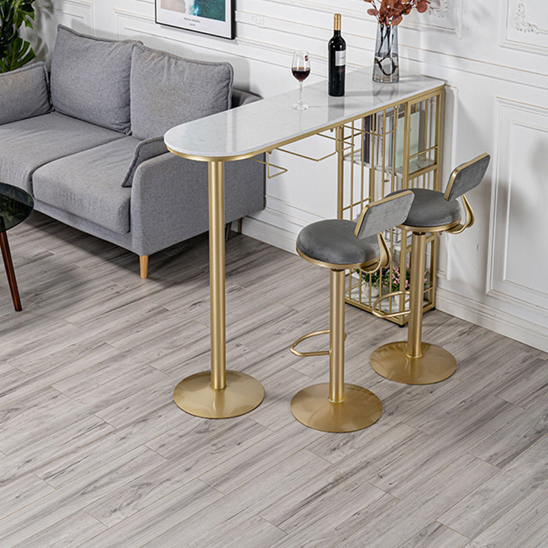 Glam Round Dining Stools Adjustable Height Bar Stools with Metal Base