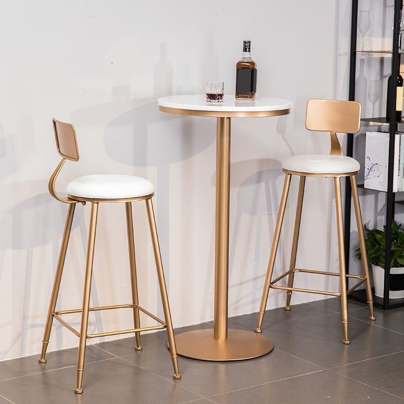 Faux Leather Dining Stools Low Back Bar Stools with Metal Base