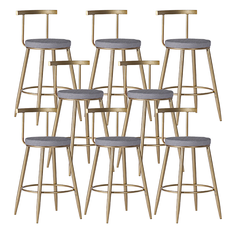 Faux Leather Dining Stools Low Back Bar Stools with Metal Base