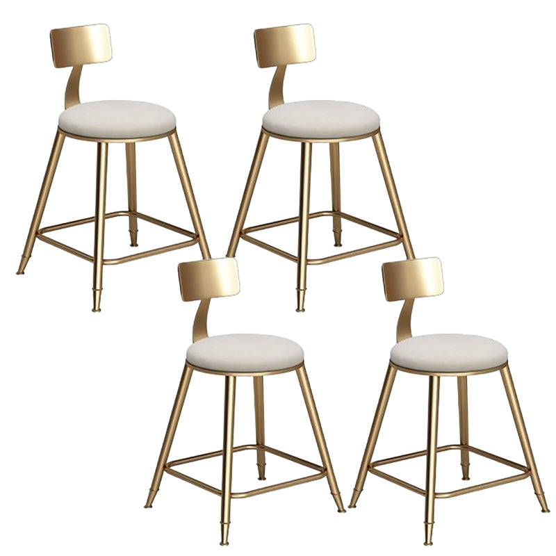 Faux Leather Dining Stools Low Back Bar Stools with Metal Base