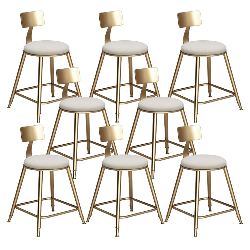 Faux Leather Dining Stools Low Back Bar Stools with Metal Base