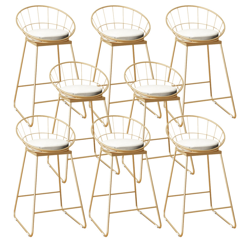 Faux Leather Dining Stools Low Back Bar Stools with Metal Base