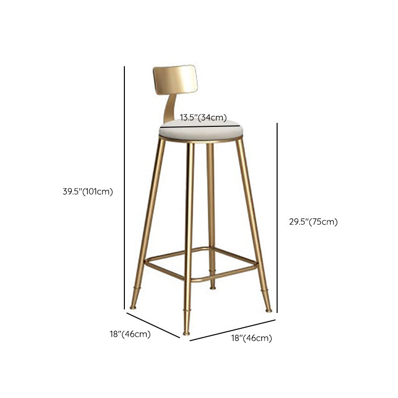 Faux Leather Dining Stools Low Back Bar Stools with Metal Base