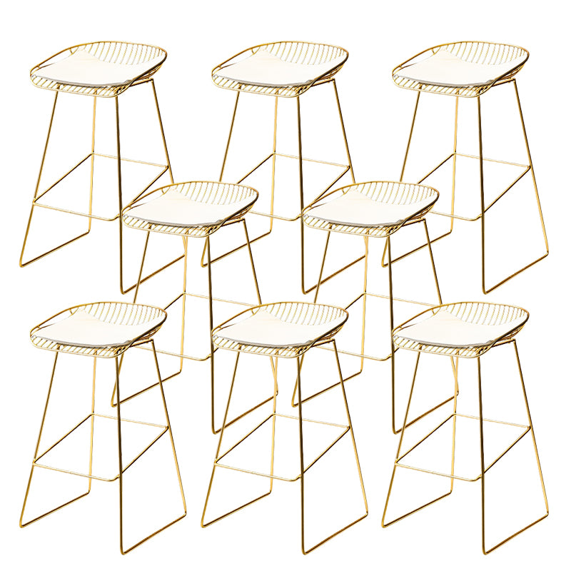Metal Dining Stools Scandinavian Armless Bar Stools with Footrest